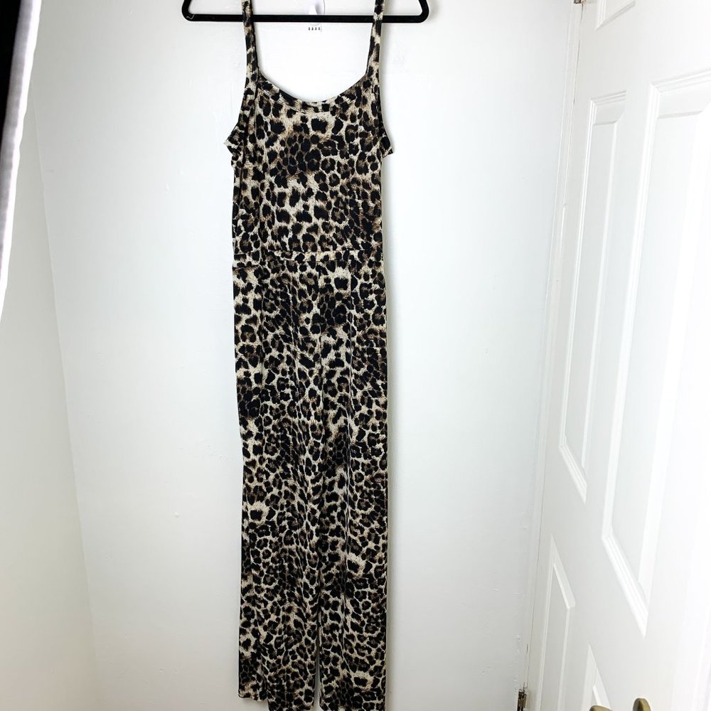 Leopard Print Wide Leg Jumpsuit Drawstring Waist … - image 5